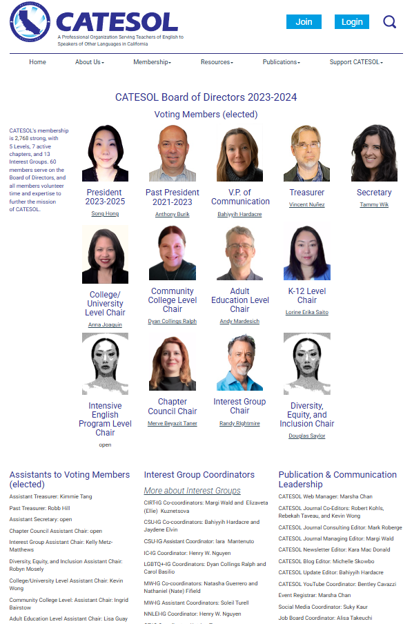 CATESOL Board of Directors page