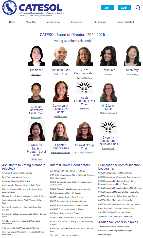CATESOL Board of Directors page