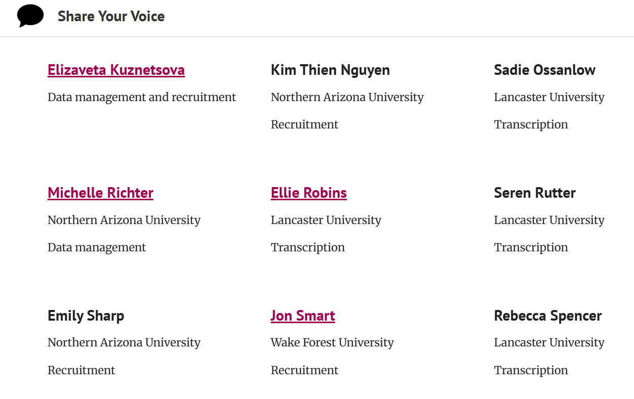 Share Your Voice collaborators page